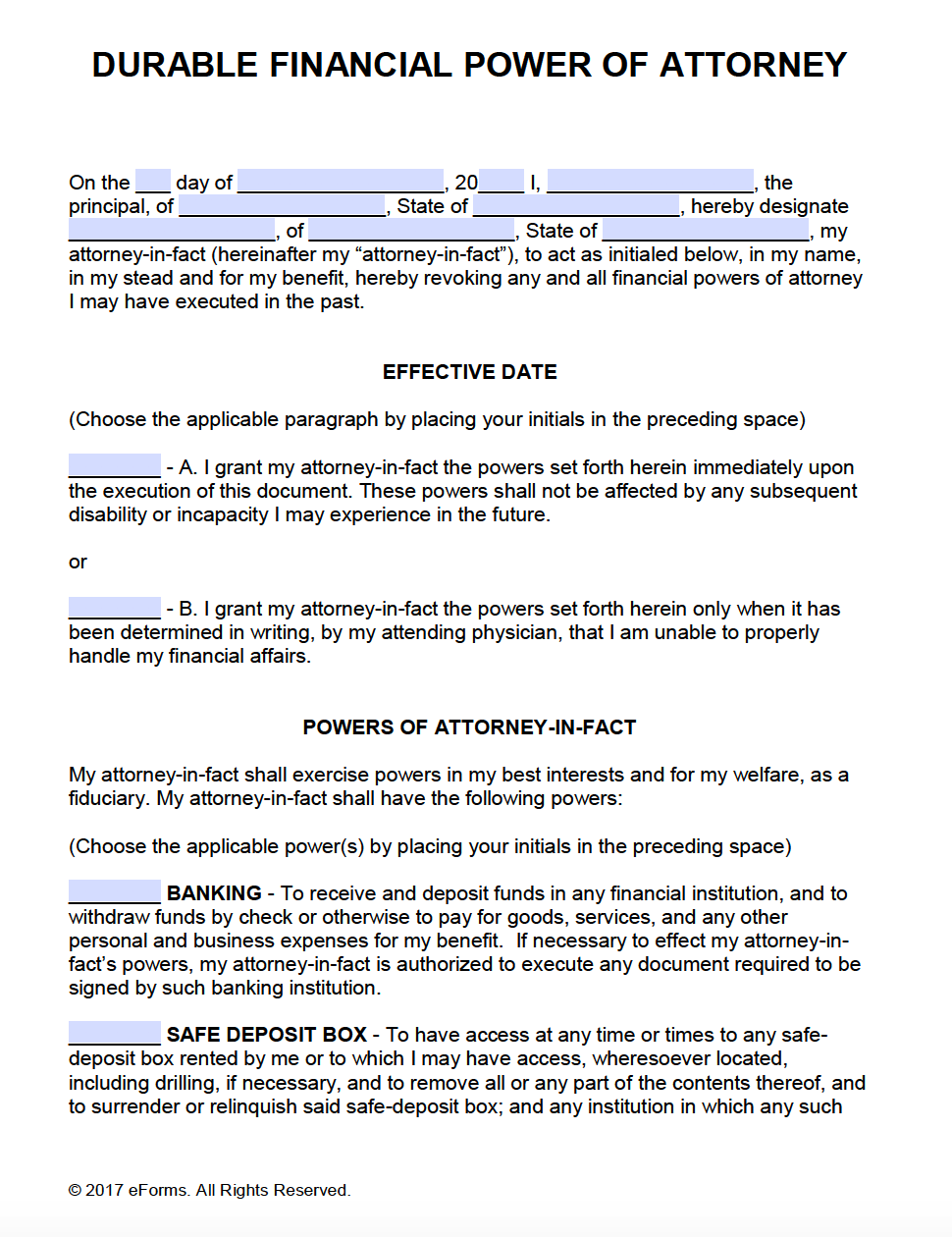 how to fill out a durable power of attorney online